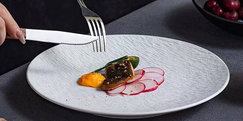 Luxury matte ceramic crockery shallow steak plates