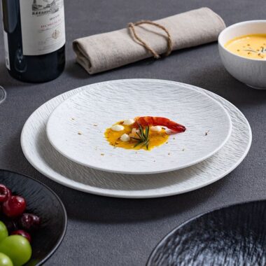 Luxury matte ceramic crockery shallow steak plates
