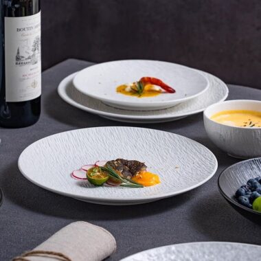 Luxury matte ceramic crockery shallow steak plates