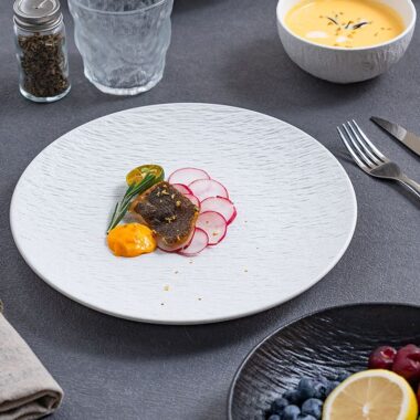 Luxury matte ceramic crockery shallow steak plates