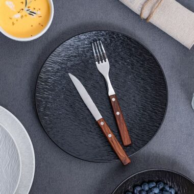 Luxury matte ceramic crockery shallow steak plates