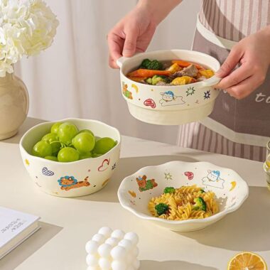 Cute cartoon couple ceramic crockery dinner sets for home