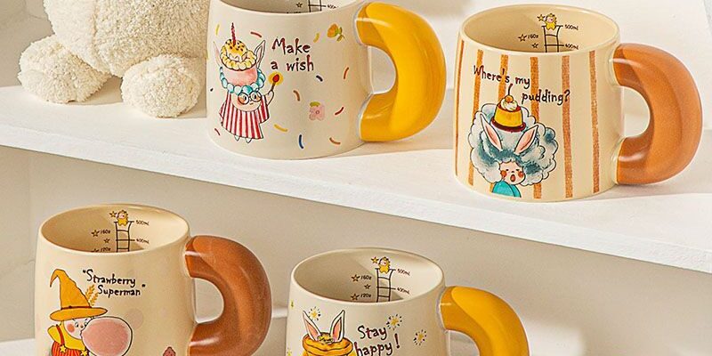 Cute cartoon creative ceramic crockery coffee mugs for home