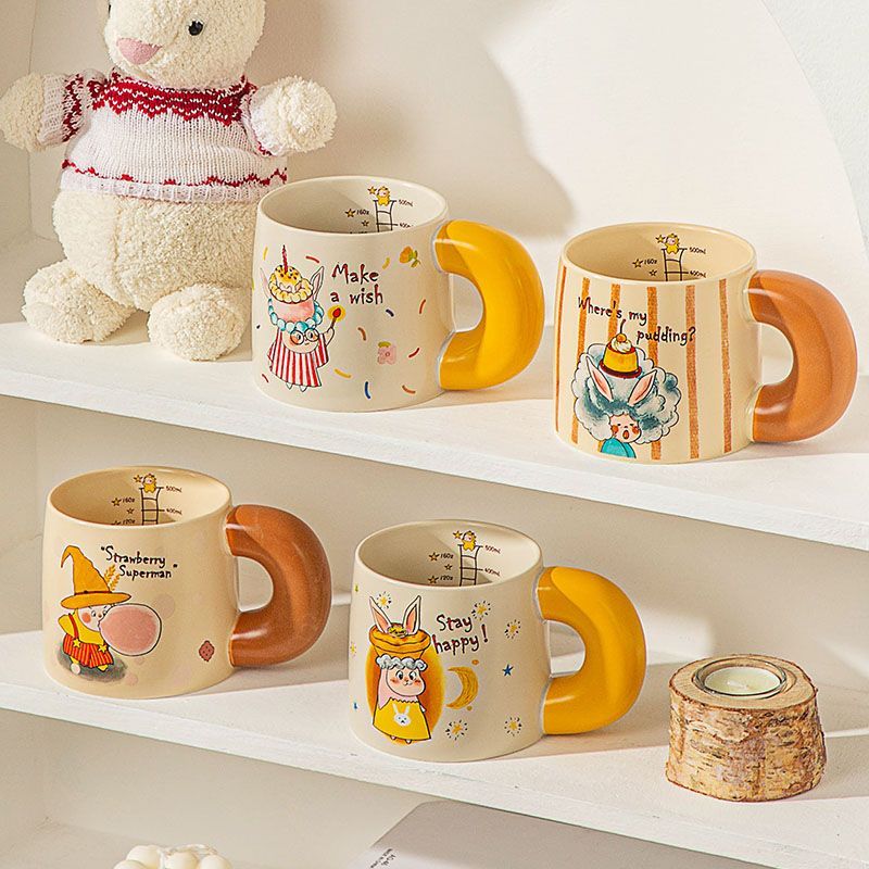 Cute cartoon creative ceramic crockery coffee mugs for home