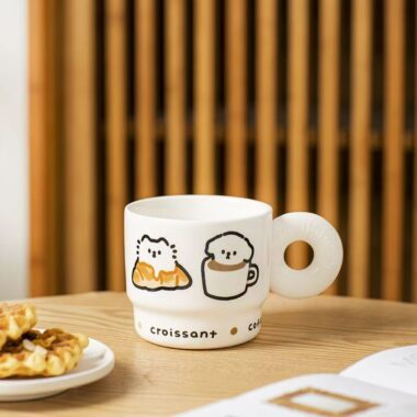 Cute cartoon heat resistant ceramic crockery mugs for use