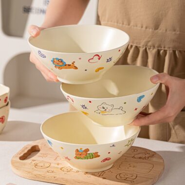 Cute cartoon large capacity ceramic crockery noodle bowls