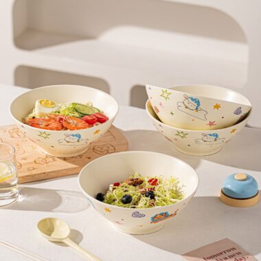 Cute cartoon large capacity ceramic crockery noodle bowls