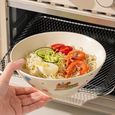 Cute cartoon large capacity ceramic crockery noodle bowls