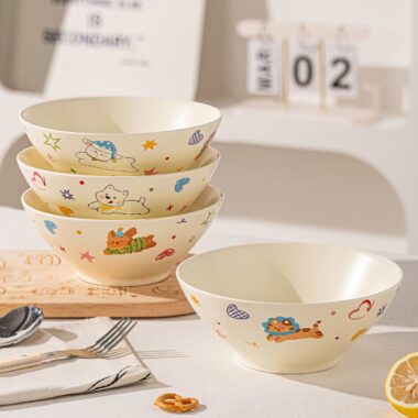 Cute cartoon large capacity ceramic crockery noodle bowls