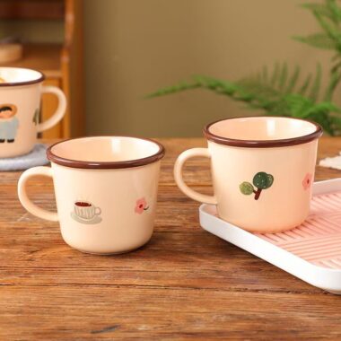 Cute cartoon family thick ceramic crockery mugs for home