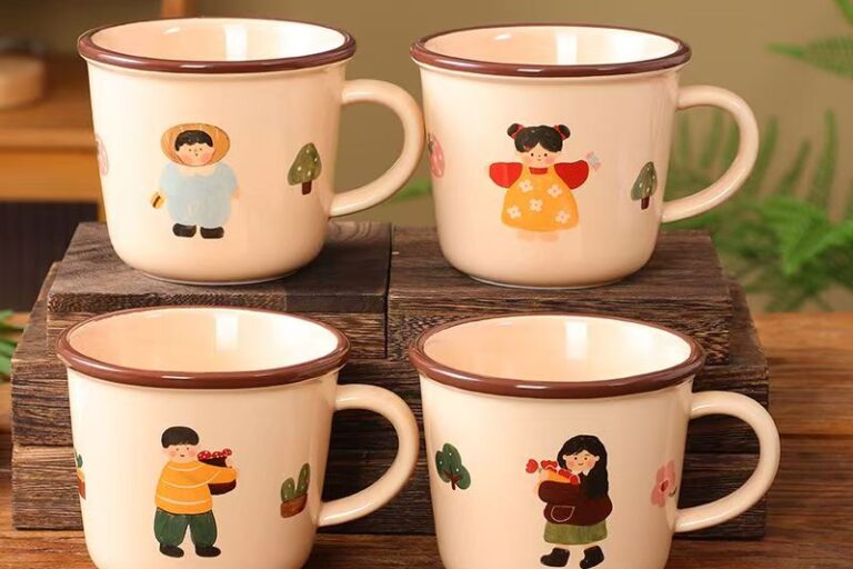 Cute cartoon family thick ceramic crockery mugs for home