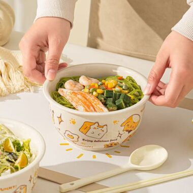 Cute cat underglaze ceramic crockery bowls for home dining