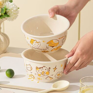 Cute cat underglaze ceramic crockery bowls for home dining