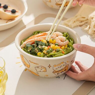 Cute cat underglaze ceramic crockery bowls for home dining
