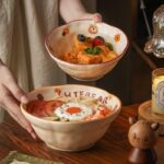 Cute underglaze ceramic crockery ramen bowls for home use