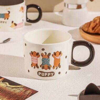 Cute dachshund cartoon ceramic crockery mugs for home