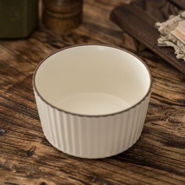 Embossed vertical stripe ceramic crockery bowls for home