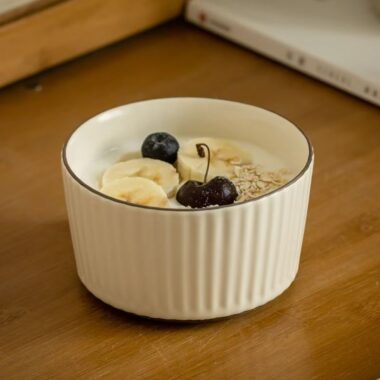 Embossed vertical stripe ceramic crockery bowls for home