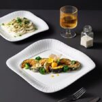 Square European underglaze color ceramic crockery plates