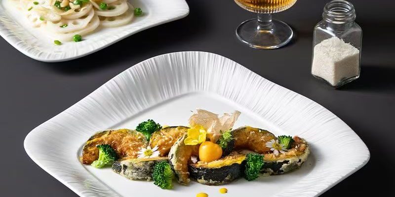 Square European underglaze color ceramic crockery plates