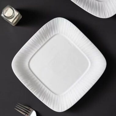 Square European underglaze color ceramic crockery plates