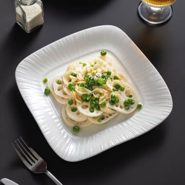 Square European underglaze color ceramic crockery plates