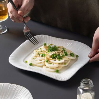 Square European underglaze color ceramic crockery plates