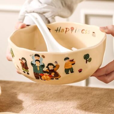 Cute family cartoon ceramic crockery dinner sets for home