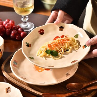 Cute family cartoon ceramic crockery dinner sets for home