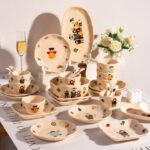 Cute family cartoon ceramic crockery dinner sets for home