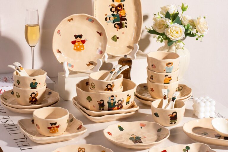 Family Cartoon Crockery Dinner Sets (6) Cute family cartoon ceramic crockery dinner sets for home