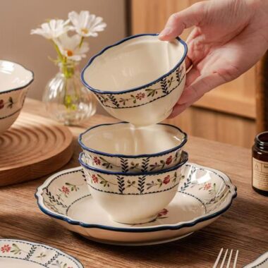 Luxury floral ceramic crockery dinner sets for wedding gifts