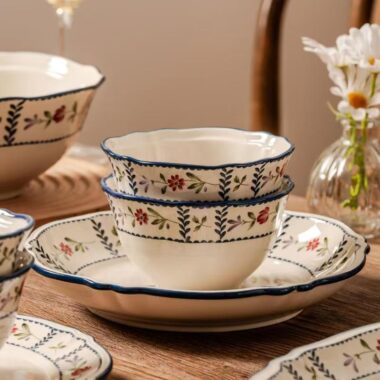 Luxury floral ceramic crockery dinner sets for wedding gifts