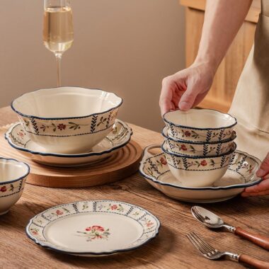 Luxury floral ceramic crockery dinner sets for wedding gifts