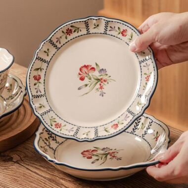 Luxury floral ceramic crockery dinner sets for wedding gifts