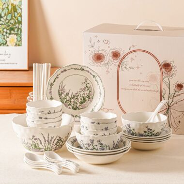 Floral wedding gift ceramic crockery dinner sets for home
