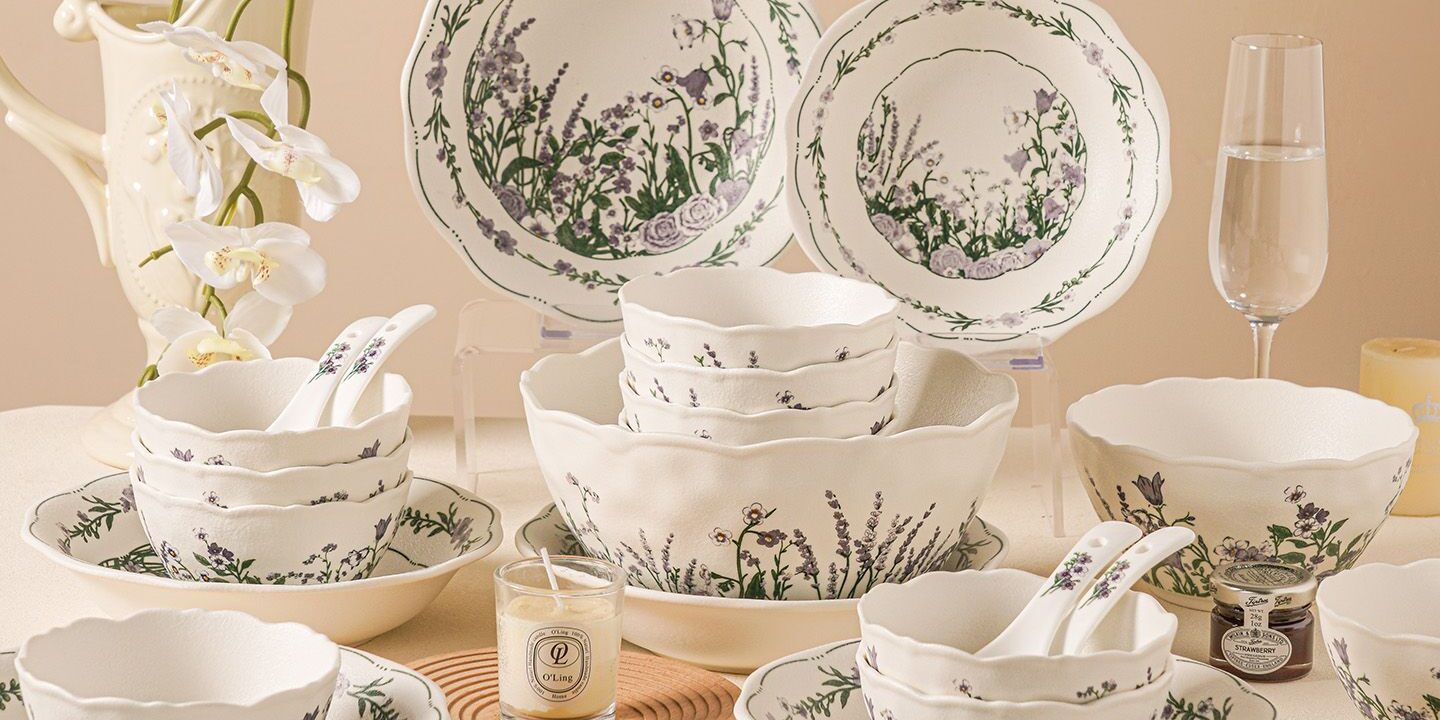 Floral wedding gift ceramic crockery dinner sets for home