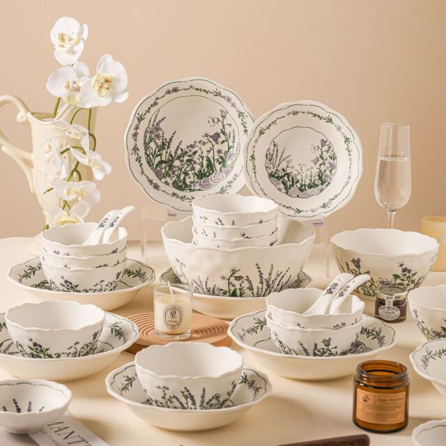 Floral wedding gift ceramic crockery dinner sets for home