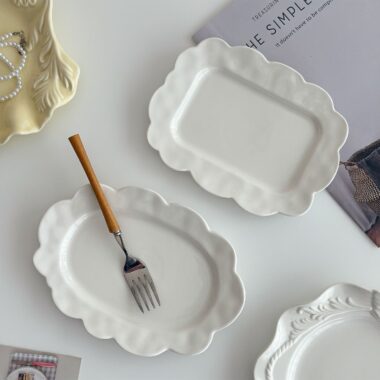French embossed ceramic crockery pasta and dessert plates
