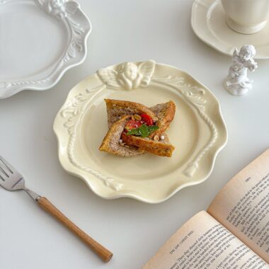 French embossed ceramic crockery pasta and dessert plates