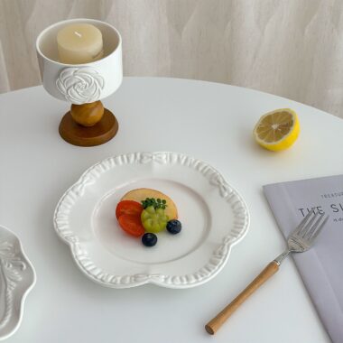 French embossed ceramic crockery pasta and dessert plates