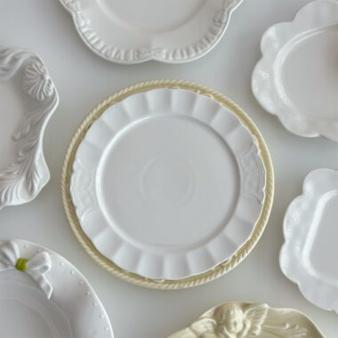 French embossed ceramic crockery pasta and dessert plates