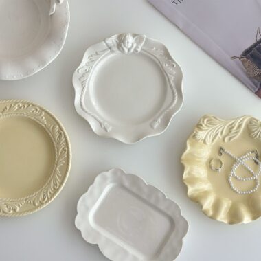 French embossed ceramic crockery pasta and dessert plates