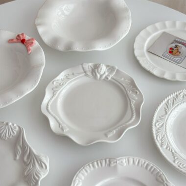 French embossed ceramic crockery pasta and dessert plates