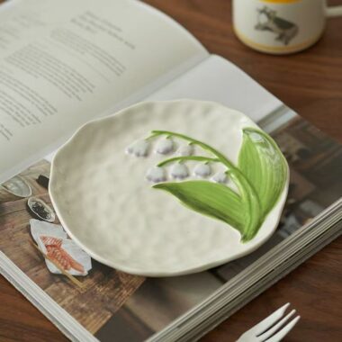 French embossed ceramic crockery plates for home dining