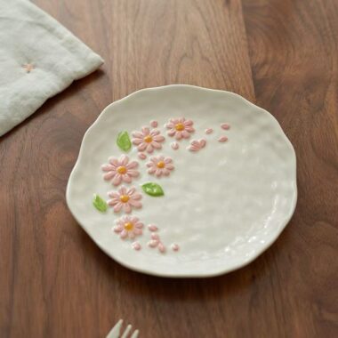 French embossed ceramic crockery plates for home dining