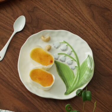 French embossed ceramic crockery plates for home dining