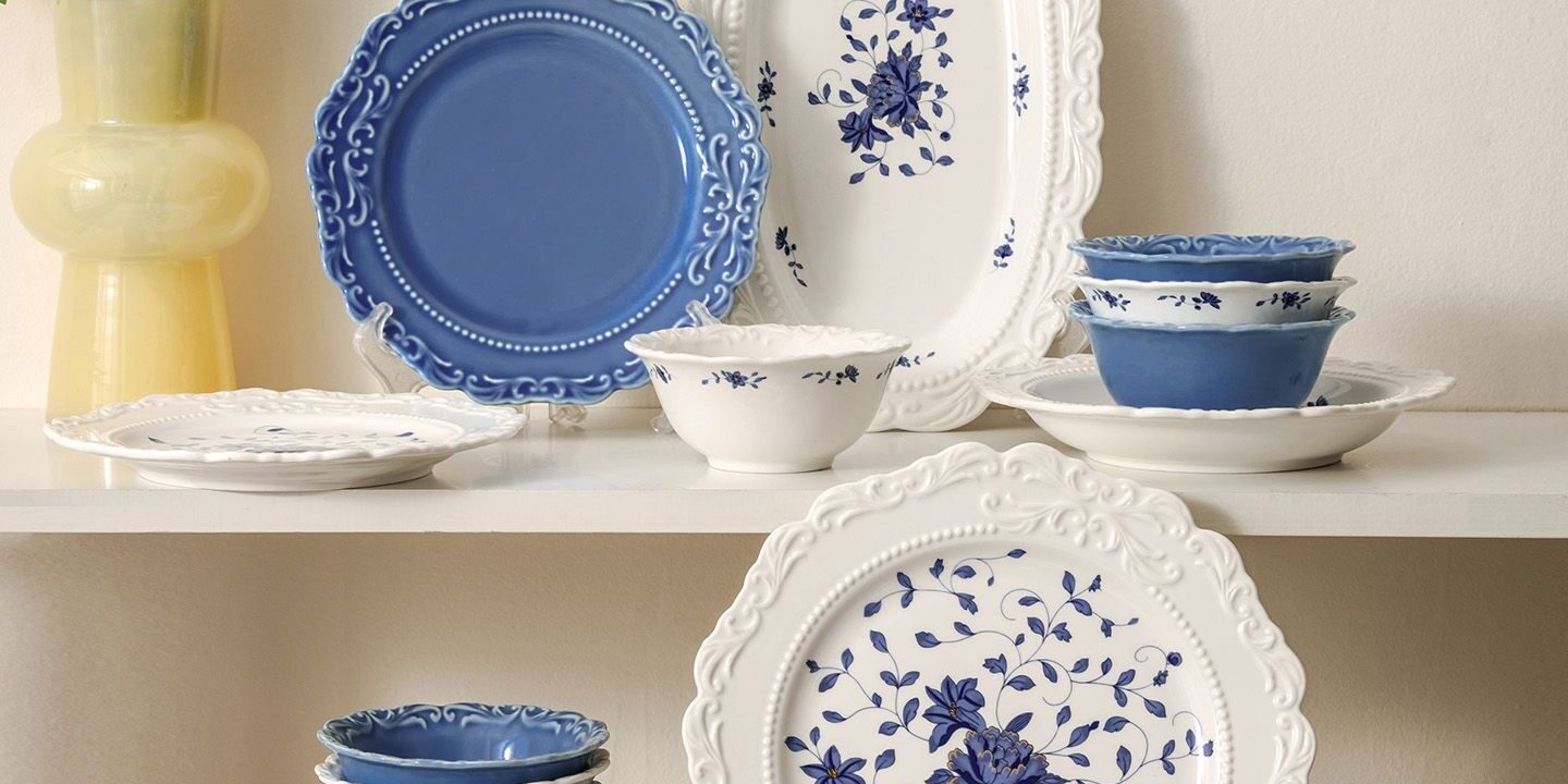 French embossed luxury ceramic crockery dinner sets for home