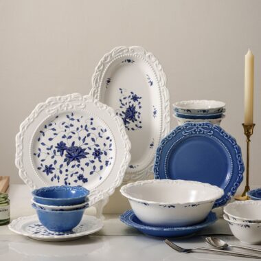 French embossed luxury ceramic crockery dinner sets for home