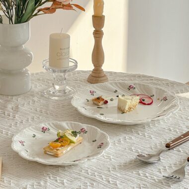 French rose pattern ceramic crockery plates for pasta dessert